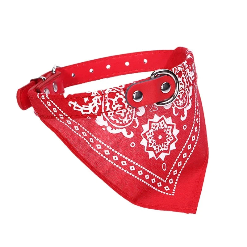 Adjustable PU Dog Cat Collar with Detachable Scarf | Pet Accessories for Small Medium Dogs and Cats